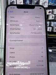  10 iPhone 12 Pro Max (128 GB) ايفون 12 برو  ماكس مستعمل بحالة ممتازة غير مفتوح او مصلح نهائيا كفالة محل