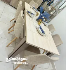  3 غرفة سفرة ست كراسي قابلة لتمدد بدون ولا خدش