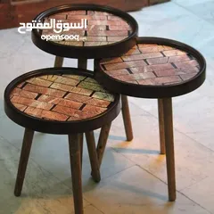  8 طاولات سرفيس 3D  زجاج حجم الكبير قطر 40سم نظام تركي  متوفر الوان  3 قطع