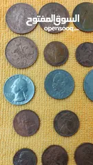  31 عملات قديمه للبيع بريطانيه .امريكيه كوبيه وعربيه وغربيه