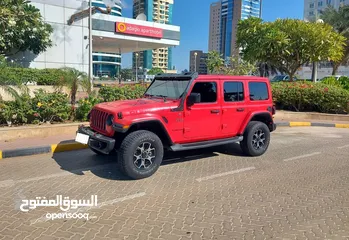  2 DHS 78000/= Jeep Wrangler Unlimited Rubicon 2018 Red 3.6L Auto مسرفس بالكامل