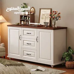  5 بوفيه ابيض خشب لغرفة المعيشة