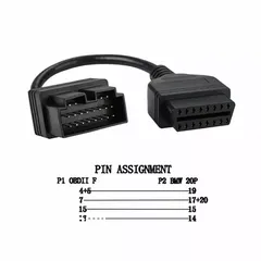  2 OBD2 Diagnostic Connector Cable Plug Adapter Tool Fit For KIA 20Pin to 16Pin - 15 JD
