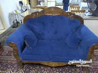  5 كنب خشب زان حفر شبه جديد للبيع