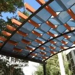  4 تركيب مظلات خشب براجولا مع الاشعه للكراجات والبلكونات والحدائق