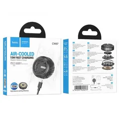  4 Hoco CW57 Air-Cooled 15w شاحن و قطعة تبريد لجميع اجهزة الايفون شجن لاسلكي و تبريد هوائي للايفونات