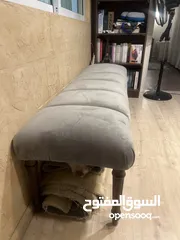  3 بنش رمادي  رجلين خشب