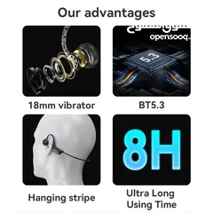  4 YSP12 BT5.3 IPX4 Waterproof Hanging Stripe Ultra Long Using Time Wireless Bone Conduction Earphone