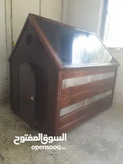  3 بيوت كلاب خشب لاتيه ملبس خشب سويد معزول من الحرارة والشتاء 120 عمق 80 عرض 115 ارتفاع