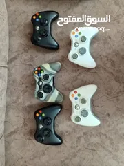  5 X Box 360 مستعملة 5يدات 3سود و2بيض و14سيدي  وشاحنين وبطريتين