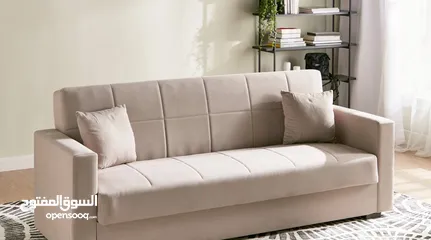  2 3-Seater Fabric Sofa Bed with Storage