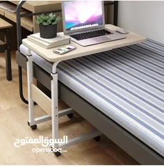  4 طاولات اكل للمرضى بجانب السرير 60 سم طاولة طبية فوق السرير، صينية طعام جانبية للسرير بارتفاع قابل لل