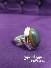  2 خاتم عقيق يمني سليماني بقراني عيون  طبيعي لون نادر natural sulaimani Yamani aqeeq agate ring