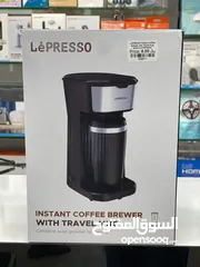  1 LePRESSO INSTANT COFFEE BREWER WITH  TRAVEL MUG.