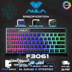  1 كيبورد جيمنغ مضيئ احترافي لكل الجيمرز اصلي Aula Keyboard F3061 Gaming RGB Lights OG