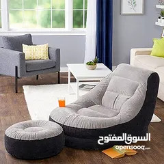  1 كرسي استرخاء مع مسند للارجل قابل للنفخ انتكس كرسي قابل للنفخ يدويا تصميم عصري ومبتكر يوفر الراحة الق