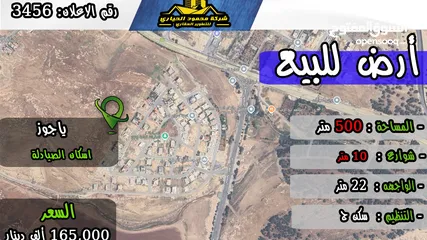  1 رقم الاعلان (3456) ارض سكنية للبيع في منطقة ياجوز