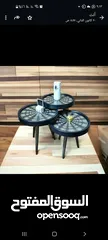  25 طاولات سرفيس 3D  زجاج حجم الكبير قطر 40سم نظام تركي  متوفر الوان  3 قطع