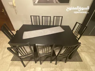  2 - Dining table IKEA 8 chairs طاوله طعام - ايكيا 8 كراسي