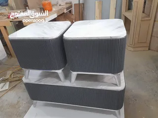  3 اطقم طربيزات طاولات شاشه مكون من ثلاث قطع خشب ودهان الون حسب الطلب
