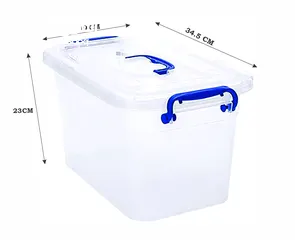  2 صندوق تخزين بلاستيك بغطاء 10 لتر شبه شفاف  للملابس والألعاب والكتب والوجبات الخفيفة والأحذية