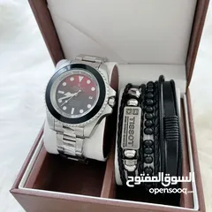  1 ساعات رجاليه مع اكسسوارات جلدية