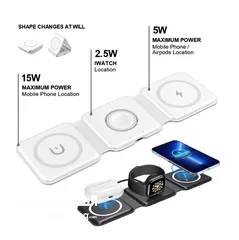  1 شاحن لاسلكي للهاتف والساعة والسماعة  3 in 1 magnetic wireless charger