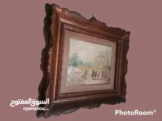  5 لوحة زيتية فرنسية قديمة عدد 2 ضمن برواز خشب رائع موقعين Ramadier