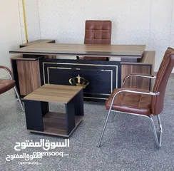  21 مكتب 140*70 مع جانبيه 80*40 وطاولة وسط تفصيل خشب مستورد بسعر المصنع