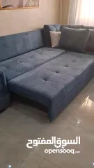  9 كنب زاويه حرف ل بلون تركواز انيق يتحول الى سرير كبير تصميم عملي وعصري بحاله شبه جديد للبيع بالمدينه