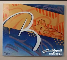  14 Calligraphy artworks on canvas and Mural paintings in all types and all sizes .Graffiti Muralart