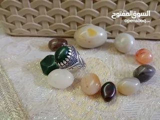  9 خاتم فضة من حجر اليشم الأصلي