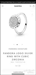  3 PANDORA Jewelry Logo Cubic Zirconia Ring in SIZE 52 Sterling Silver 925