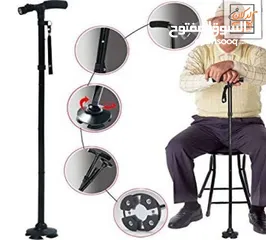  1 العكاز المريح رباعي الارتكاز سهلة الطي مع  صوت انذار عكاز عكازه عكازة