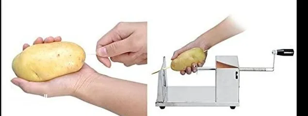  1 الة تقطيع البطاطس على شكل حلزوني تستخدم في المطاعم والمنازل