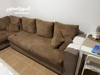  5 طقم كورنر بني قماش الدو  3 في 3 للبيع حاله ممتازه