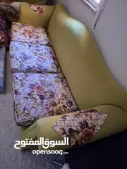  7 كنب للبيع 7 مقاعد لون أخضر باقل سعر وخشب ممتاز