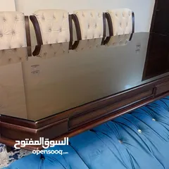  2 طولة سفرة خشب زان طاولة 8مقاعد سفرة جديدة استعمال خفيف جدا