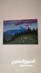  7 لوحة جبلية فنية بألوان هادئة – رسم يدوي مميز - رسم لوحات