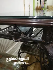  3 طاولة سفرة معدنية وزجاج راقية