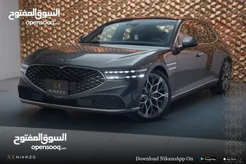  3 الوصف جنسز Genesis G90 2023 رئاسي ‏2000. Km ماشي لون رصاصي جذري طوخ داخل قرميدي مع تطعيم اسود مكينه