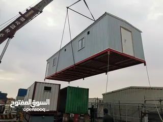  5 Office portacabins, portable toilet containers, storage containers, and shipping containers.