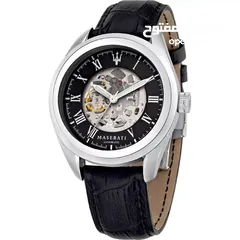  1 Maserati Black Leather Men's Watch -