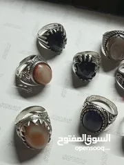  4 خواتم فضه احجار اصلي