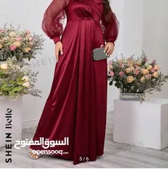  2 فستان سهرة ستان احمر
