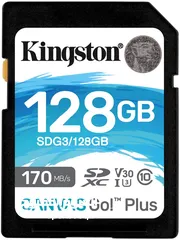  1 كرت ذاكرة لكميرات التصوير SD CARD128GB 170MB/S KINGSTON