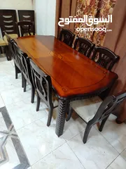 6 #_طاولة_سفره_وراد_شهوان_تفصيل_فل_كوالتي بحاله الوكاله استخدام مده قصيره وخشبها زان بالكامل ودهان ج