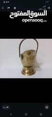  6 وعاء تقليدي مصنوع يدويا يستخدم لحمل الفحم أو الحطب مزخرف برسومات أنتيك قديم جدا لون ذهبي