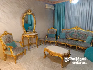  4 خشب زان طقم كنب فاخر بلون (فيروزي +ذهبي)مصري خشب زان