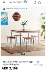  1 Britton 4-seater wooden top high dining set